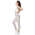 Load image into Gallery viewer, Spring Dink Gradient© Beige &amp; Fuchsia Pickleball Performance Leggings with pockets, UPF 50+
