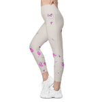 Load image into Gallery viewer, Spring Dink Gradient© Beige &amp; Fuchsia Pickleball Performance Leggings with pockets, UPF 50+
