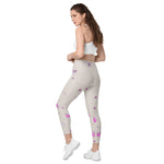 Load image into Gallery viewer, Spring Dink Gradient© Beige &amp; Fuchsia Pickleball Performance Leggings with pockets, UPF 50+
