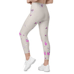 Load image into Gallery viewer, Spring Dink Gradient© Beige &amp; Fuchsia Pickleball Performance Leggings with pockets, UPF 50+
