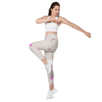 Load image into Gallery viewer, Spring Dink Gradient© Beige &amp; Fuchsia Pickleball Performance Leggings with pockets, UPF 50+
