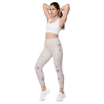 Load image into Gallery viewer, Spring Dink Gradient© Beige &amp; Fuchsia Pickleball Performance Leggings with pockets, UPF 50+
