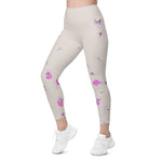 Load image into Gallery viewer, Spring Dink Gradient© Beige &amp; Fuchsia Pickleball Performance Leggings with pockets, UPF 50+
