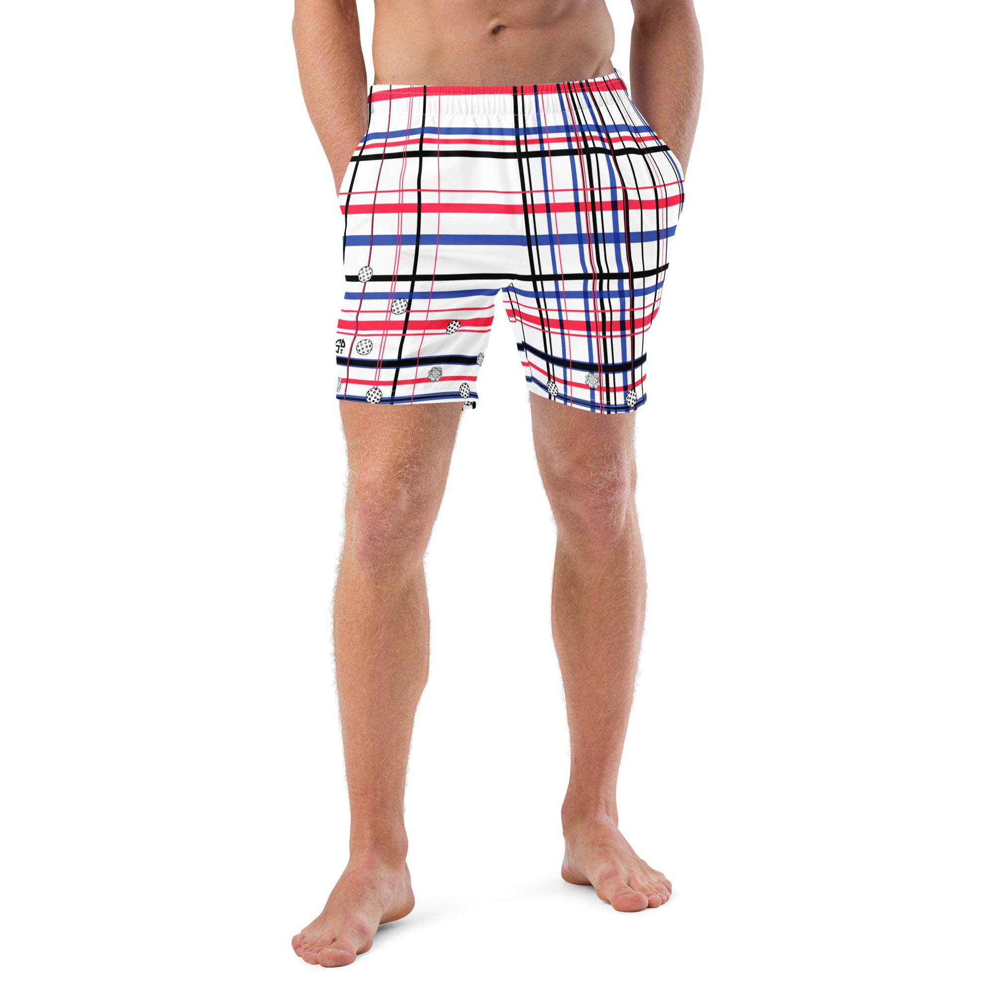 Got Pla(yed)id© Red, White & Blue Men's Casual Pickleball Shorts with Liner