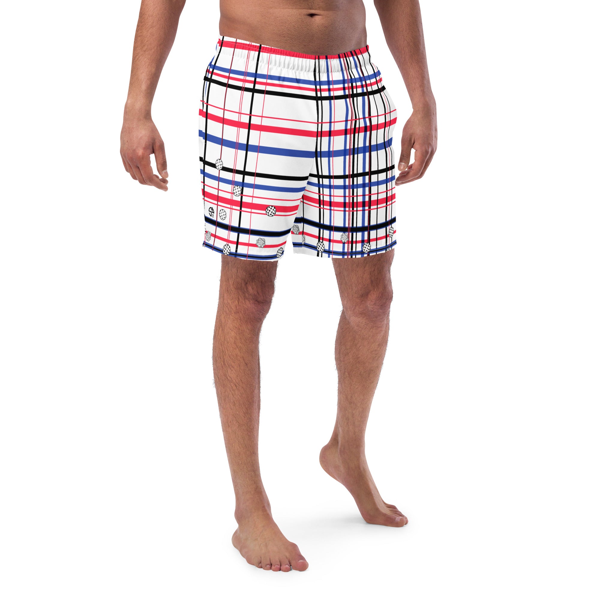 Got Pla(yed)id© Red, White & Blue Men's Casual Pickleball Shorts with Liner