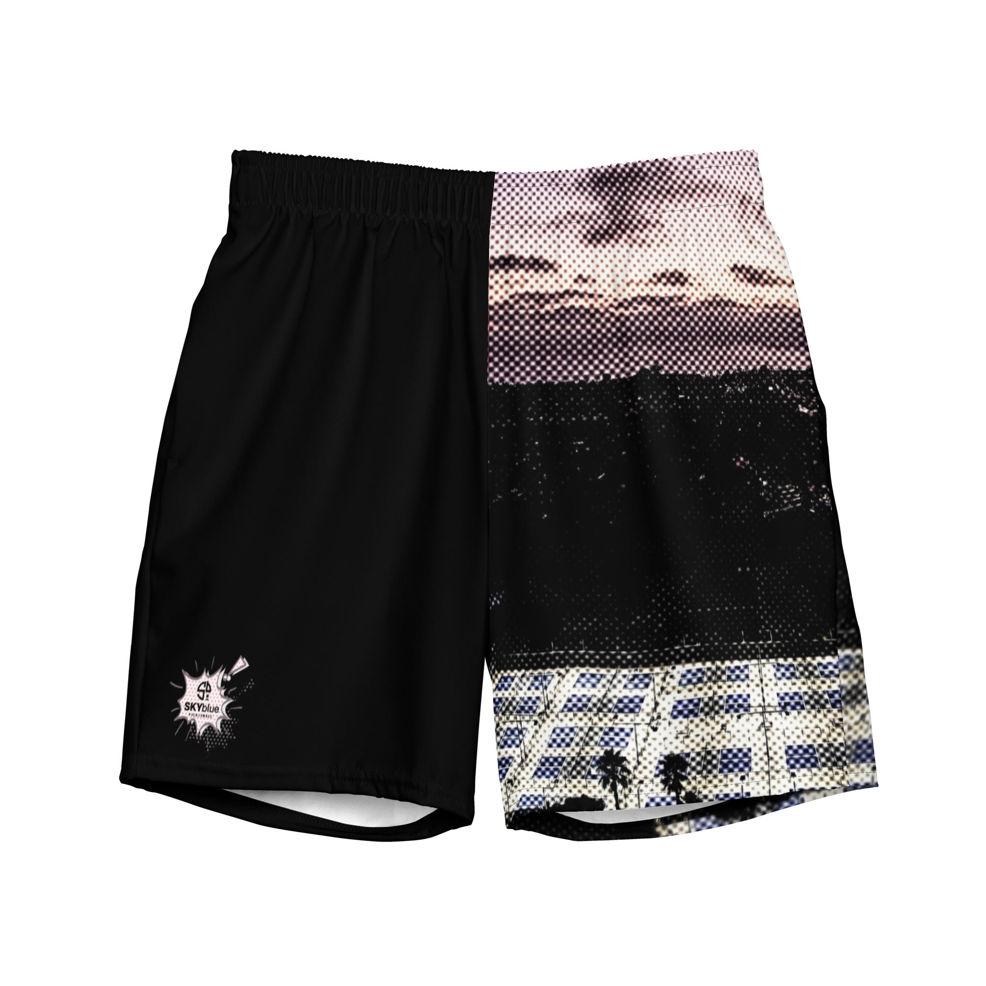 Pop Art Men's Athletic Shorts, UPF 50+ Black-Multi Color