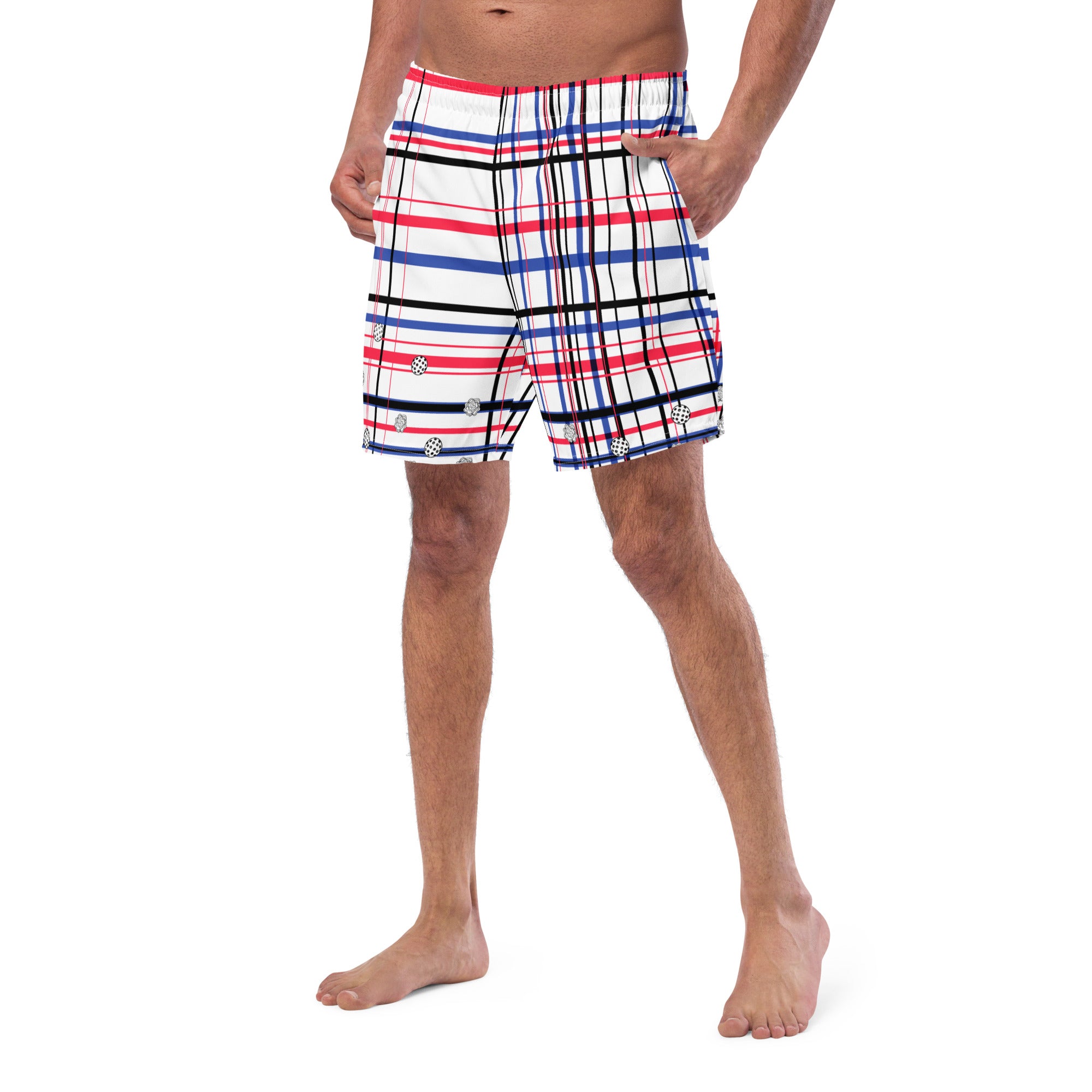 Got Pla(yed)id© Red, White & Blue Men's Casual Pickleball Shorts with Liner