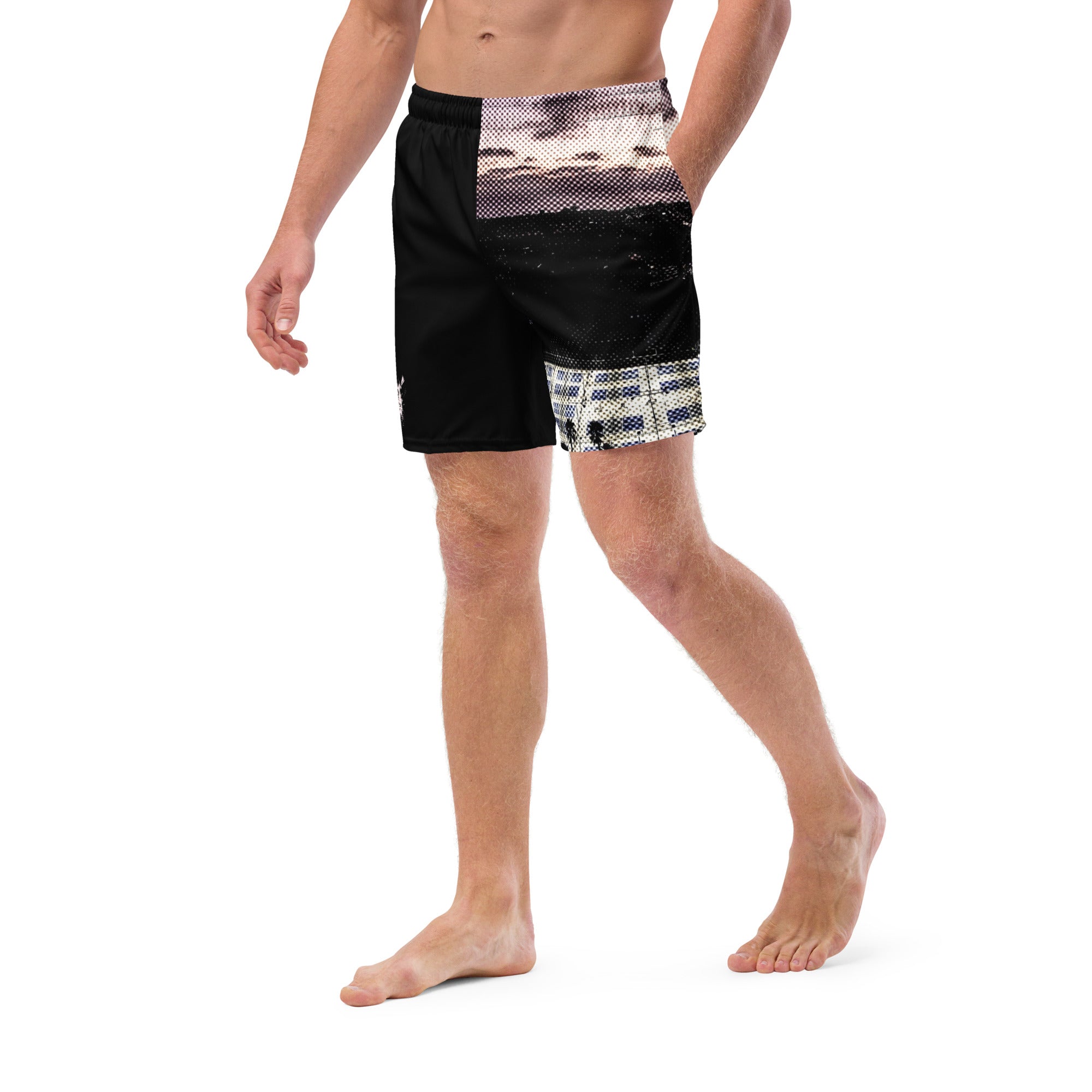 Pop Art Men's Athletic Shorts, UPF 50+ Black-Multi Color