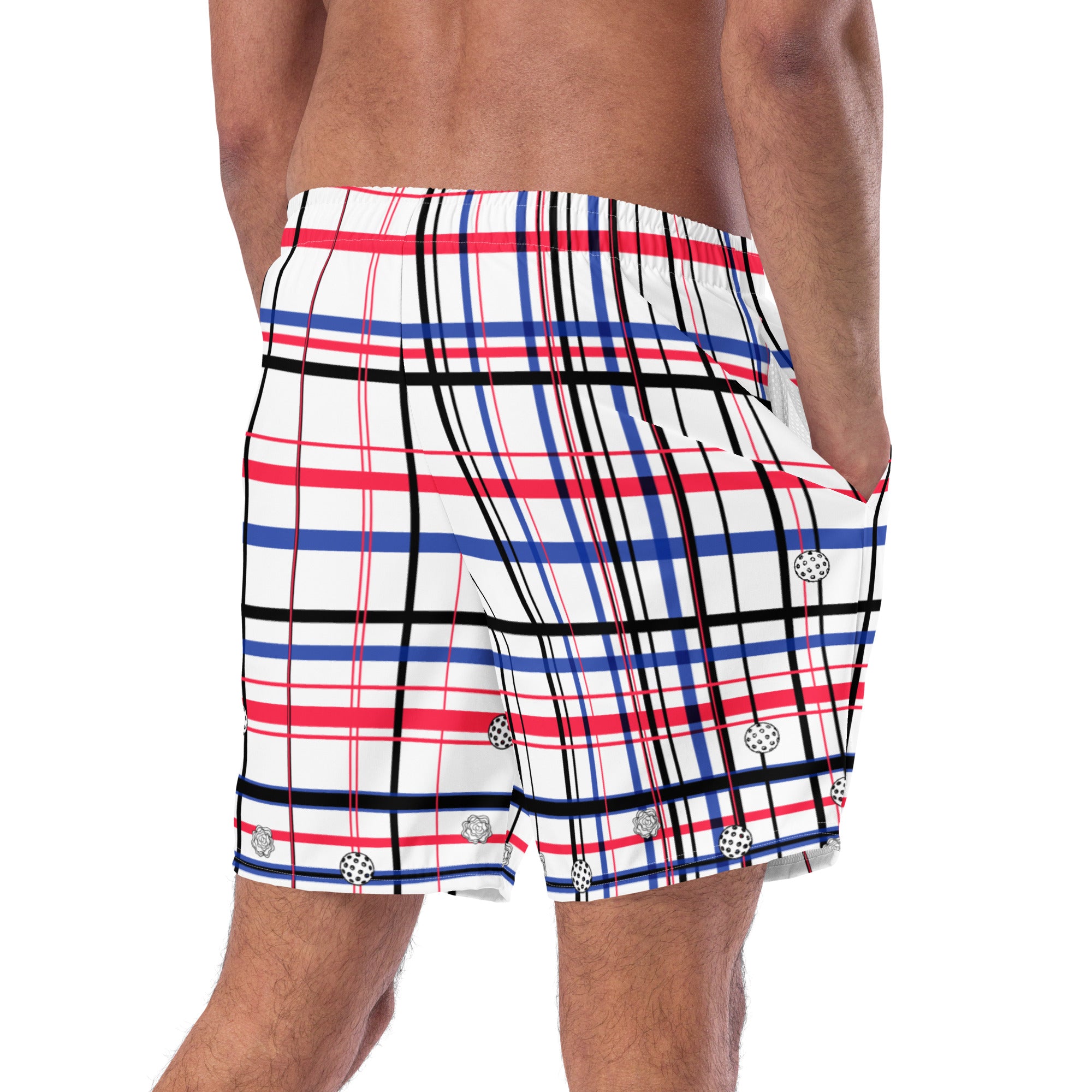 Got Pla(yed)id© Red, White & Blue Men's Casual Pickleball Shorts with Liner