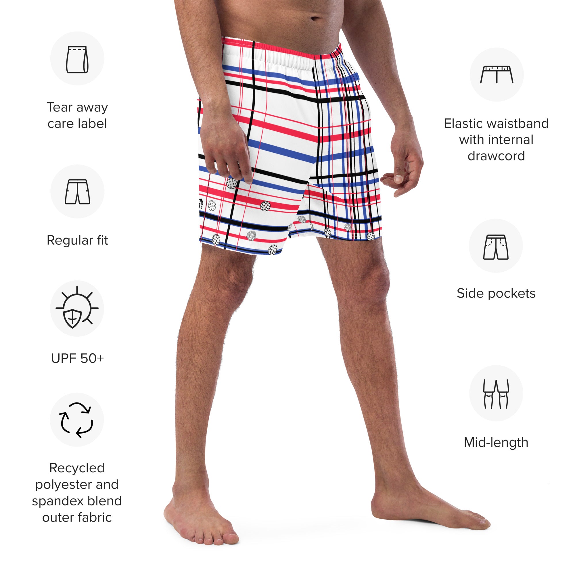 Got Pla(yed)id© Red, White & Blue Men's Casual Pickleball Shorts with Liner