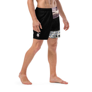 Pop Art Men's Athletic Shorts, UPF 50+ Black-Multi Color