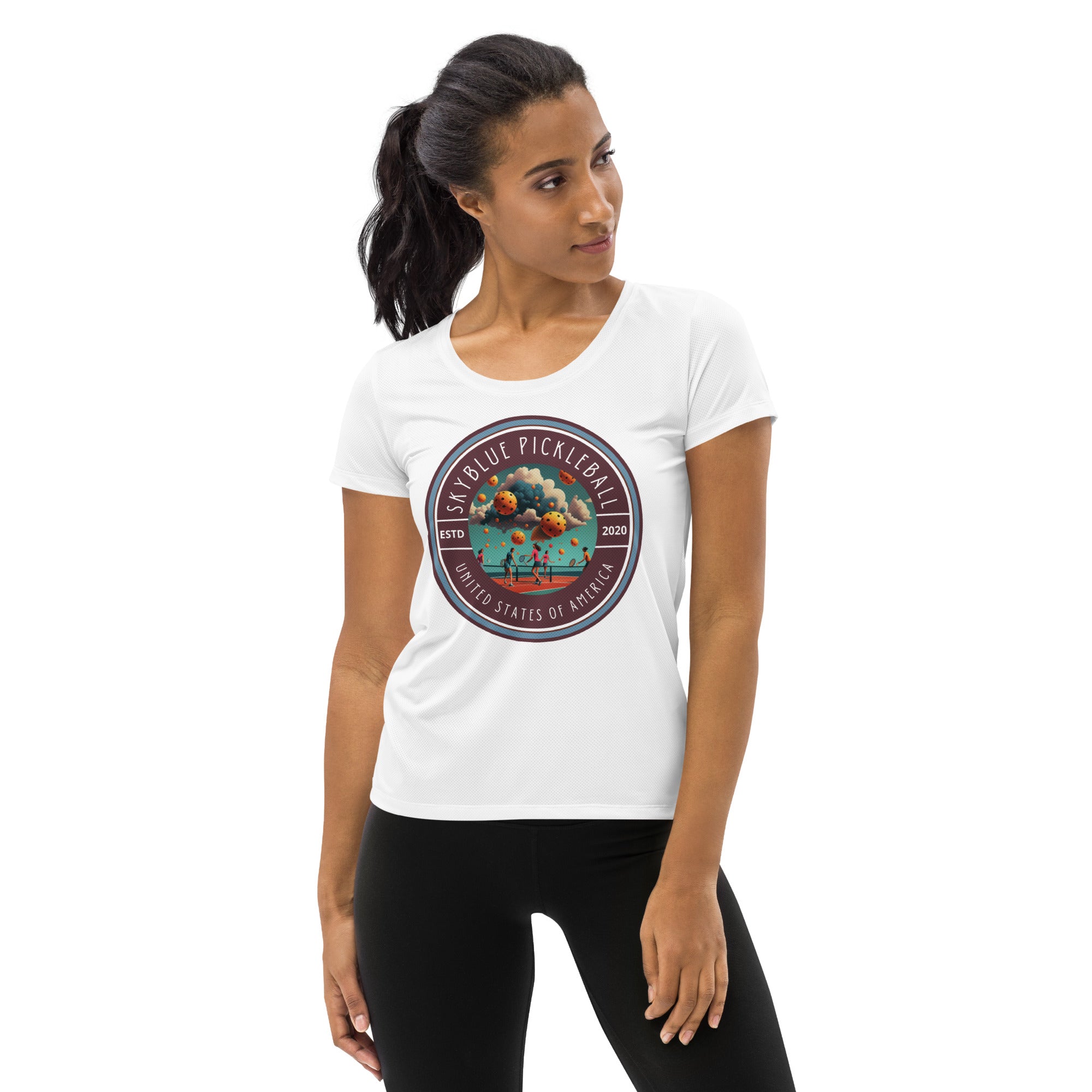 Women's Short Sleeve Retro Athletic Pickleball T-shirt "Looming Clouds!"
