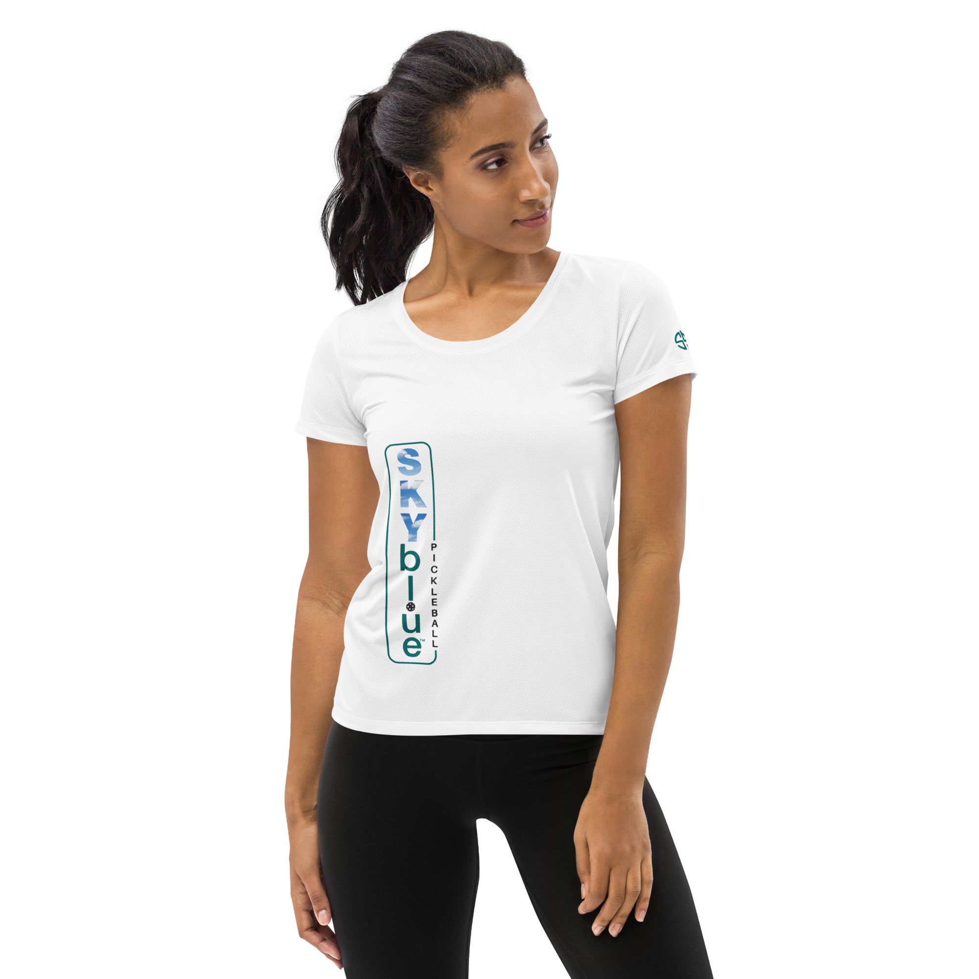 SKYblue™ Black Women's Performance Athletic T-Shirt for Pickleball Enthusiasts - Play Pickleball in Style! for Happy Hour Pattern