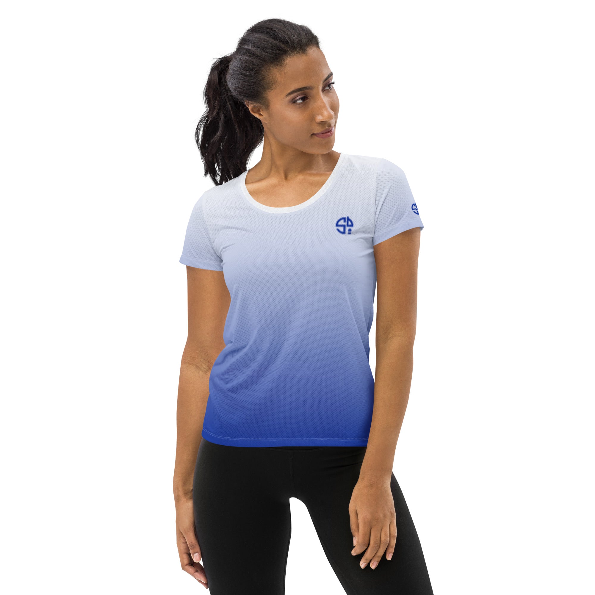 Women's Athletic Ombre Blue T-Shirt Got Pla(yed)id© Red, White & Blue Print Play Pickleball in Style!