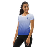 Load image into Gallery viewer, Women&#39;s Athletic Ombre Blue T-Shirt Got Pla(yed)id© Red, White &amp; Blue Print Play Pickleball in Style!
