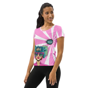 Where the Fun Begins!™ NPC Retro Pop-Art Women's Performance Pickleball Shirt – Short Sleeve Athletic To