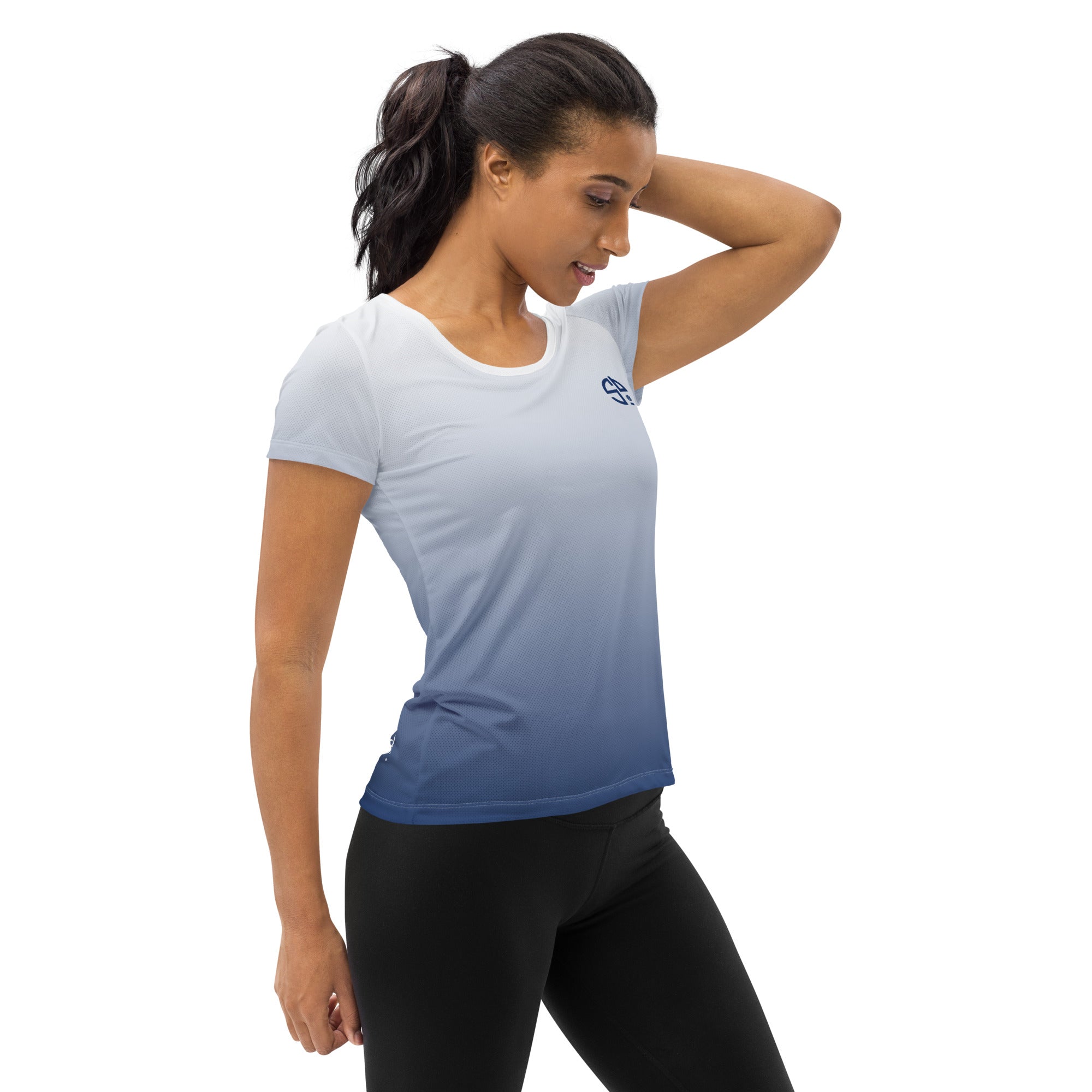 Women's Athletic Ombre Blue T-Shirt, perfectly paired with the Spring Dink Gradient™ Red, White & Blue Prints.