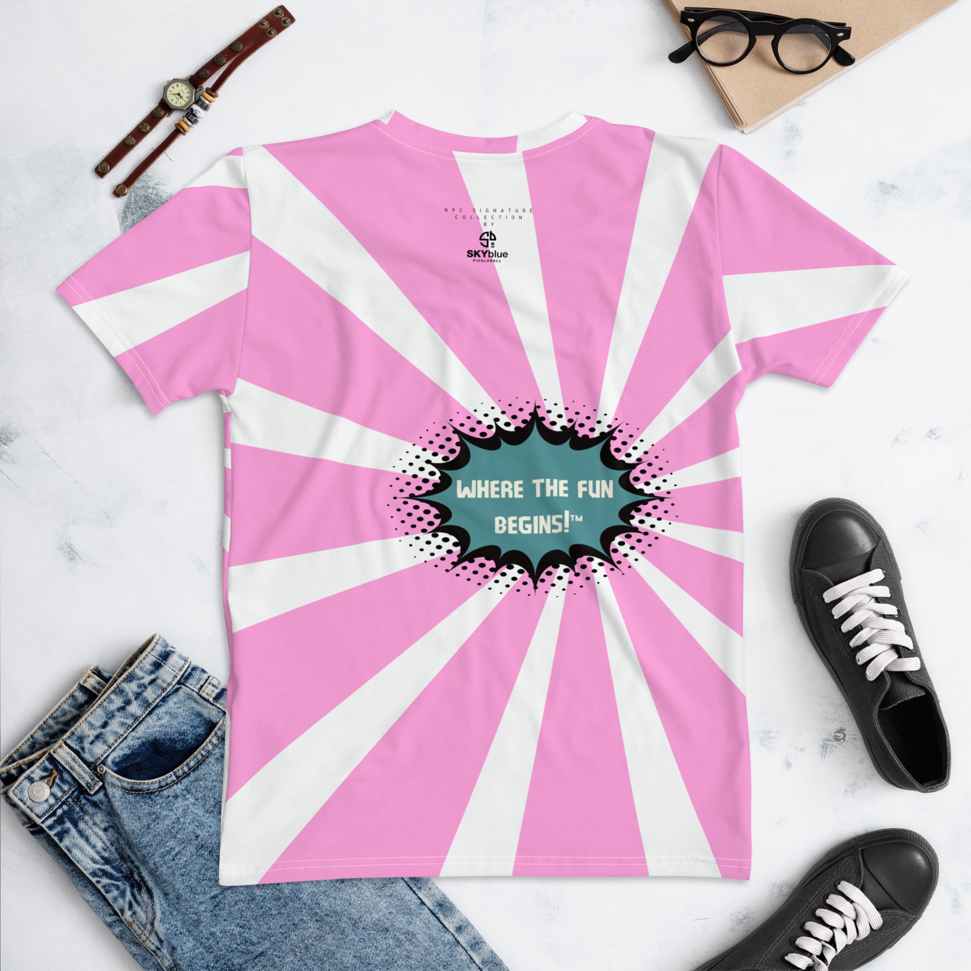 Where the Fun Begins™ Women's Pop-Art Pink & White Jersey - NPC Signature Collection by SKYblue Pickleball