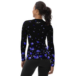 Load image into Gallery viewer, Spring Dink Gradient Black, Blue, Tangelo, Yellow &amp; Fuchsia women's long sleeve pickleball shirt, UPF 50+ – back view with SB logo, second angle
