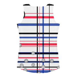 Got Pla(yed)id© Red, White & Blue Fleur Tank Top For Pickleball Enthusiasts