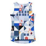 Load image into Gallery viewer, Dink &amp; Drive under the Sun Summertime women's pickleball tank top, UPF 50+ – back view with SB logo, second angle
