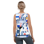 Load image into Gallery viewer, Dink &amp; Drive under the Sun Summertime women's pickleball tank top, UPF 50+ – back view with SB logo
