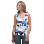 Load image into Gallery viewer, Dink &amp; Drive under the Sun Summertime women's pickleball tank top, UPF 50+ – front view
