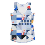 Load image into Gallery viewer, Dink &amp; Drive under the Sun Summertime women's pickleball tank top, UPF 50+ – front view, second angle
