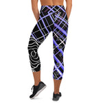 Load image into Gallery viewer, Got Pla(yed)id Fleur© Blue, Black, White &amp; Pink Women&#39;s Pickleball Capri Leggings, UPF 50+
