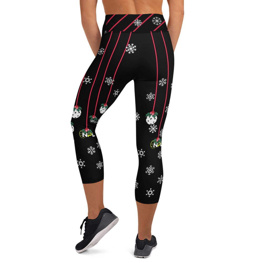 Holly Pickleball© NPL™ Women's High-Waisted Pickleball Capris, UPF 50+ Black with Holly