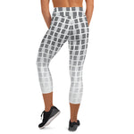 Load image into Gallery viewer, &quot;I Campi da Pickleball©&quot; Reverse Ombre Camouflage High Waisted Capris – a vibrant kaleidoscope of 15 shades of gray on a white background
