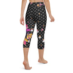 Load image into Gallery viewer, Spring Dink Gradient Logo© Black, Grey, White, Purple, Violet, &amp; Golden Yellow Fleur Women&#39;s High-Waisted Pickleball Capris, UPF 50+
