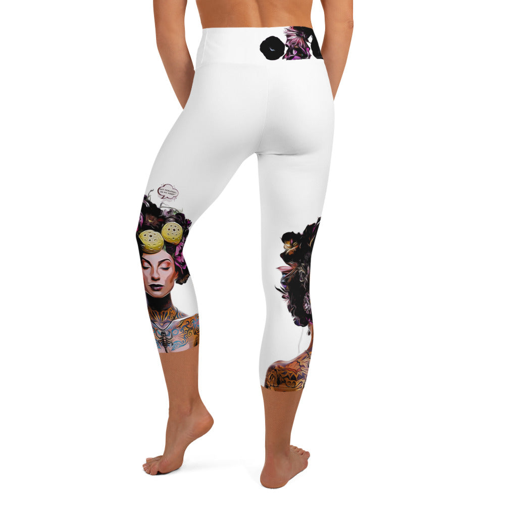 Got Pickleball on my Mind!™ High-Waisted Capris, White UPF 50+