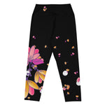 Load image into Gallery viewer, Spring Dink Gradient© Black, Grey, White, Purple, Violet, &amp; Golden Yellow Fleur Women&#39;s High-Waisted Pickleball Capris, UPF 50+
