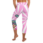 Load image into Gallery viewer, Where the Fun Begins™ Women&#39;s High-Waisted Pickleball Capris – NPC Retro Pop-Art Collection, UPF 50+ Pink &amp; White
