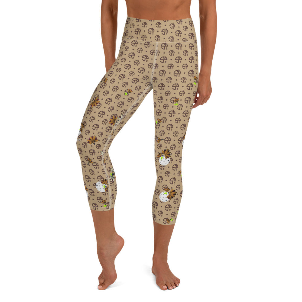 Sandbagger aka Spring Dink Gradient Logo© Women's High-Waisted Pickleball Capris, UPF 50+