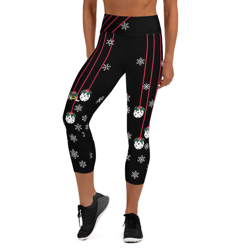 Holly Pickleball© NPL™ Women's High-Waisted Pickleball Capris, UPF 50+ Black with Holly