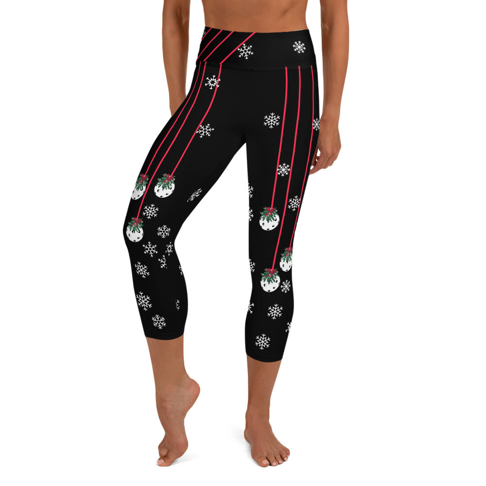 Mistletoe Pickleball© High-Waisted Women's Capris, UPF 50+