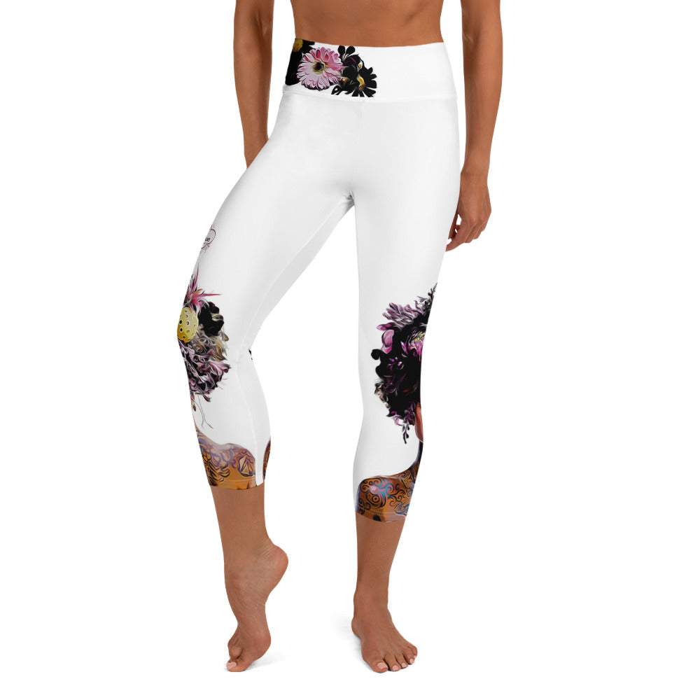 Got Pickleball on my Mind!™ High-Waisted Capris, White UPF 50+