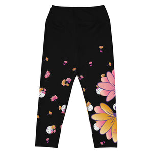 Spring Dink Gradient© Black, Grey, White, Purple, Violet, & Golden Yellow Fleur Women's High-Waisted Pickleball Capris, UPF 50+