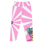 Load image into Gallery viewer, Where the Fun Begins™ Women&#39;s High-Waisted Pickleball Capris – NPC Retro Pop-Art Collection, UPF 50+ Pink &amp; White
