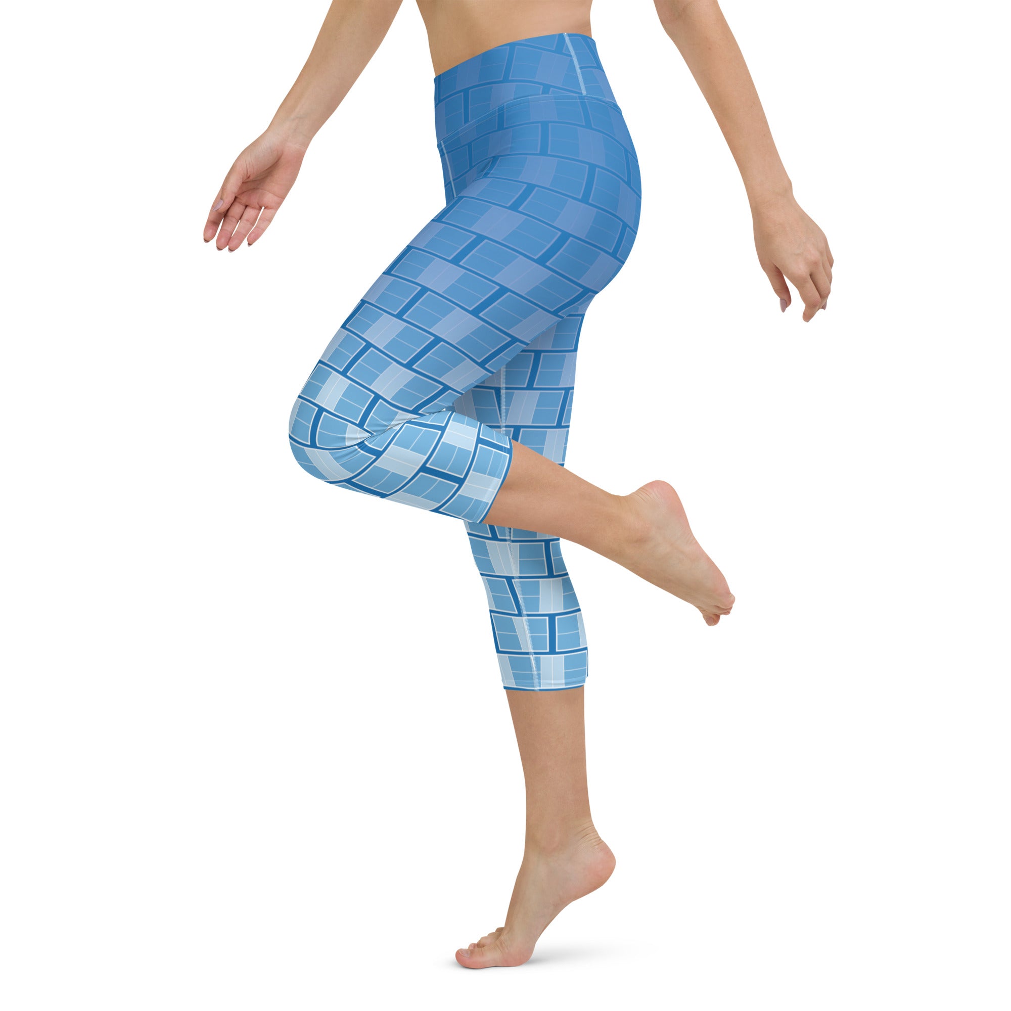 "I Campi da Pickleball©" Turquoise High Waisted Women's Pickleball Capris – UPF 50+