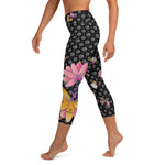 Load image into Gallery viewer, Spring Dink Gradient Logo© Black, Grey, White, Purple, Violet, &amp; Golden Yellow Fleur Women&#39;s High-Waisted Pickleball Capris, UPF 50+
