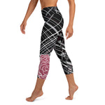 Load image into Gallery viewer, Got Pla(yed)id© Fleur Black, Hippie Pink &amp; 15 Shades of Gray Women&#39;s High-Waisted Pickleball Capris - UPF 50+
