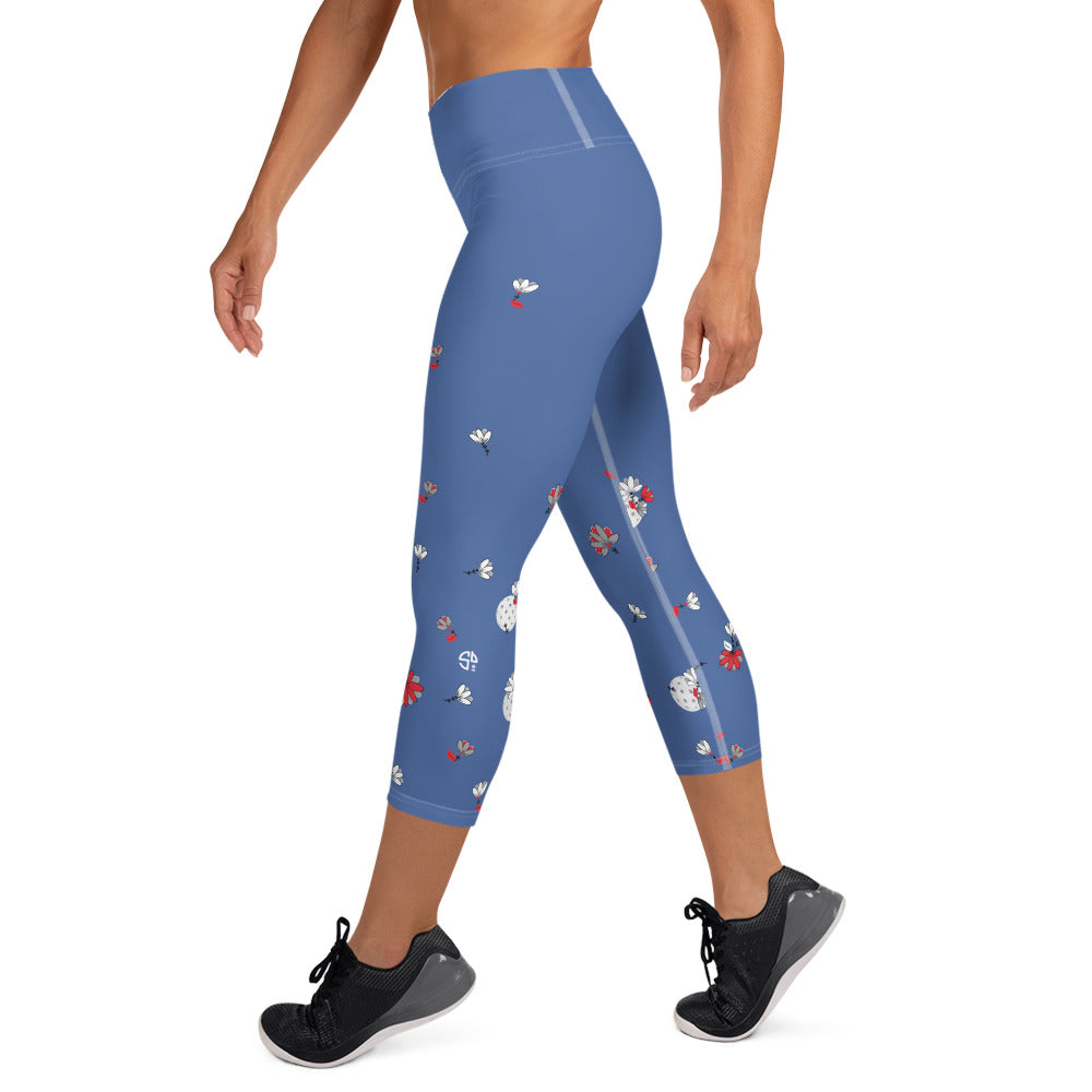 Spring Dink Gradient© Red, White & Blue Capri Leggings, UPF 50+