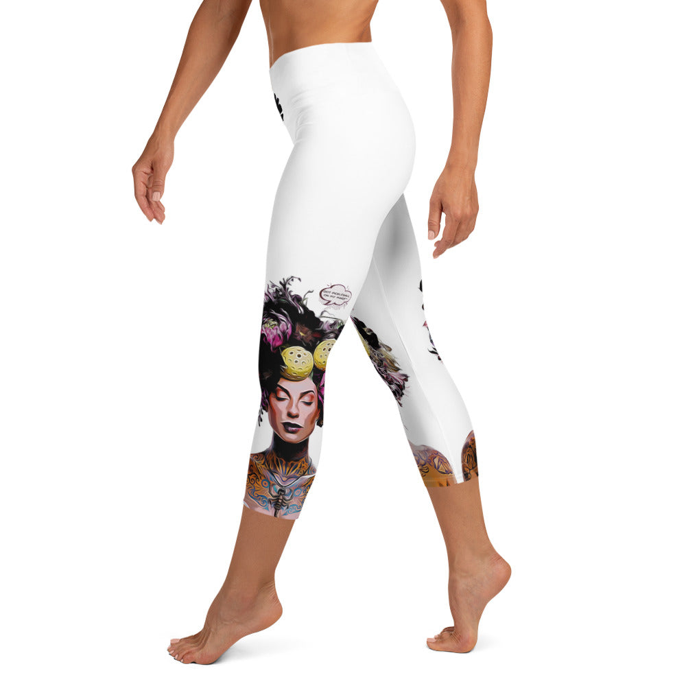 Got Pickleball on my Mind!™ High-Waisted Capris, White UPF 50+