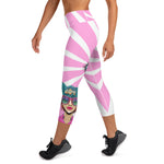 Load image into Gallery viewer, Where the Fun Begins™ Women&#39;s High-Waisted Pickleball Capris – NPC Retro Pop-Art Collection, UPF 50+ Pink &amp; White
