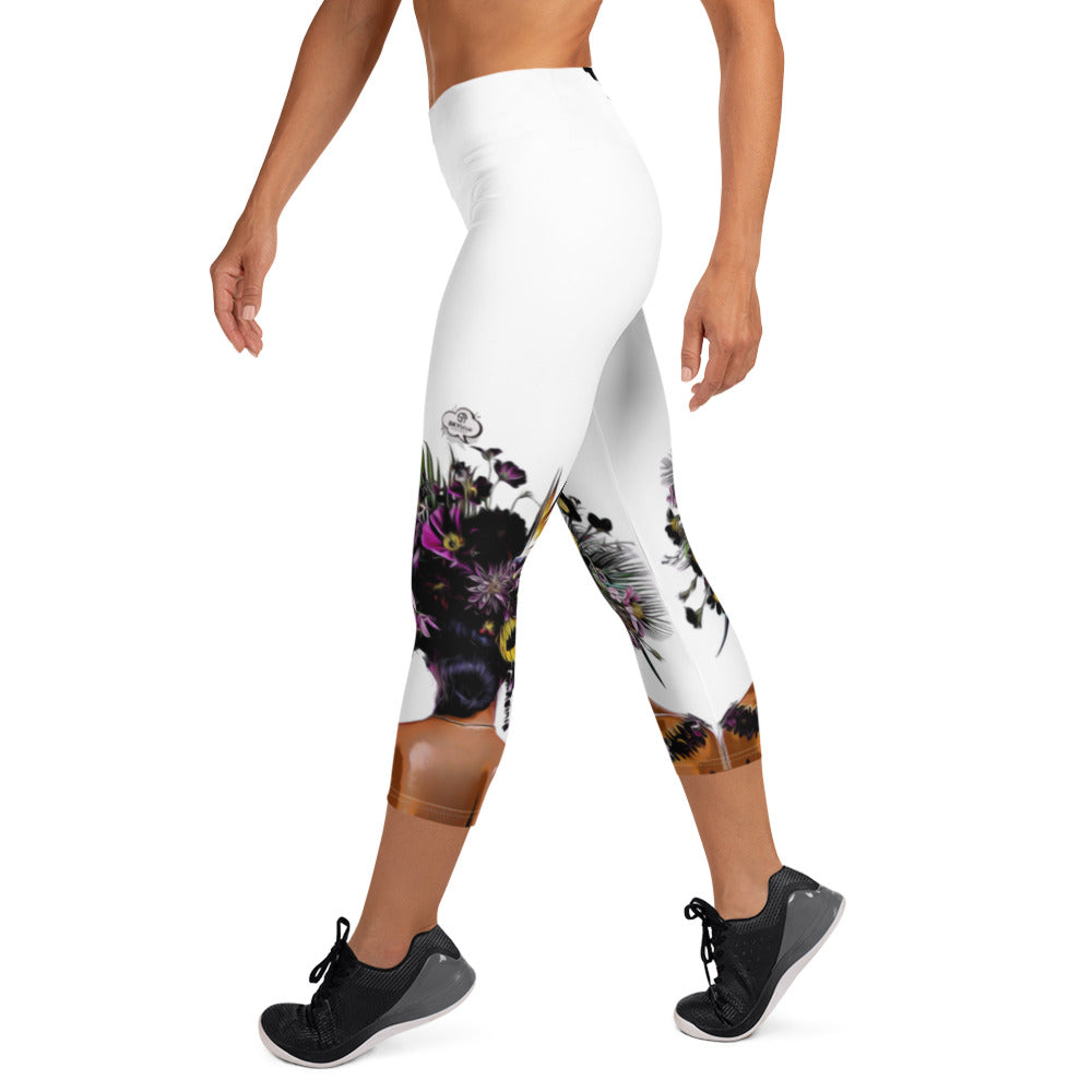 Tengo Pickleball En Mi Mente!™ aka Got Pickleball on my Mind!™ Women's White Pickleball Capris, UPF 50+