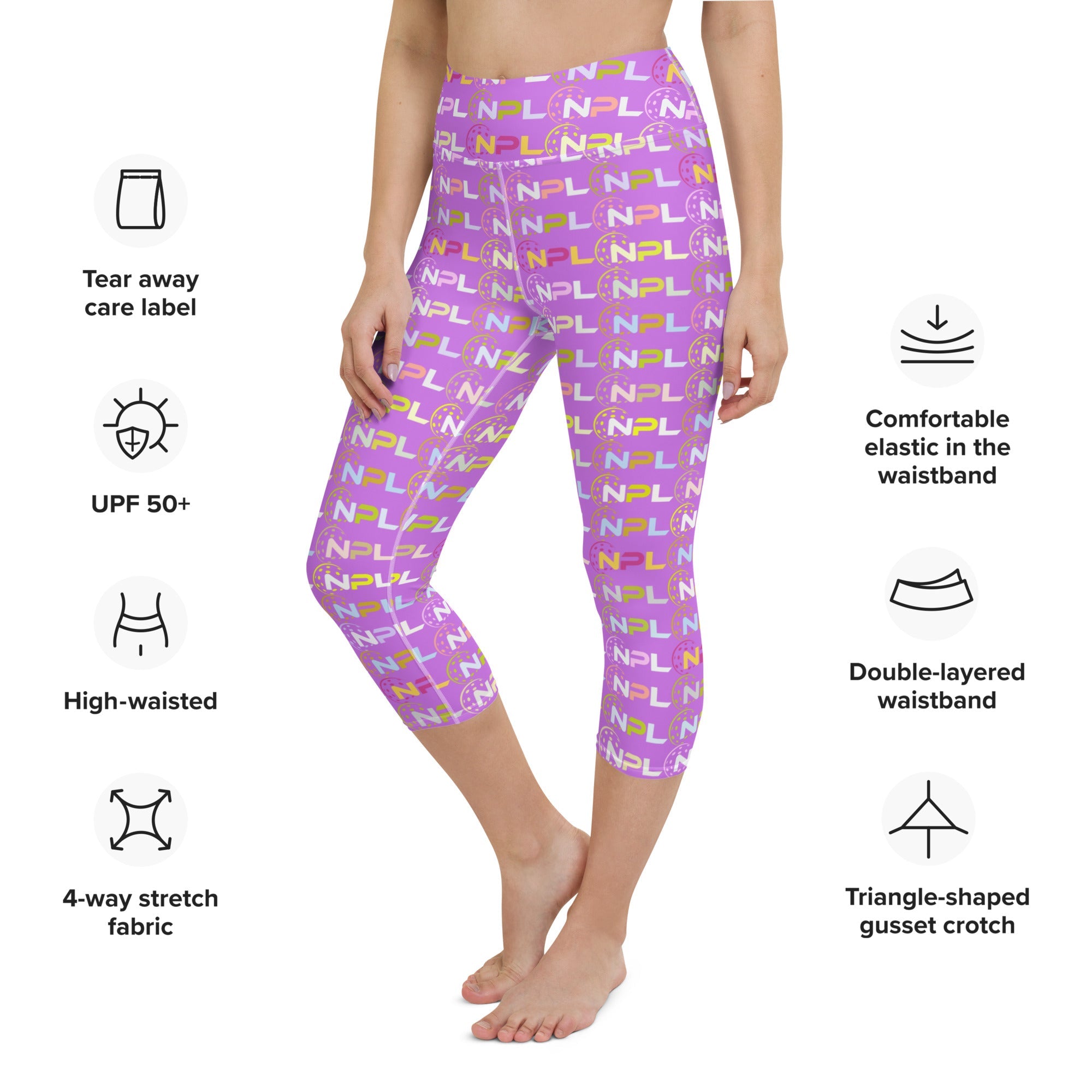 NPL™ Pop-Art Women's Pickleball Capris, UPF 50+ Lavender