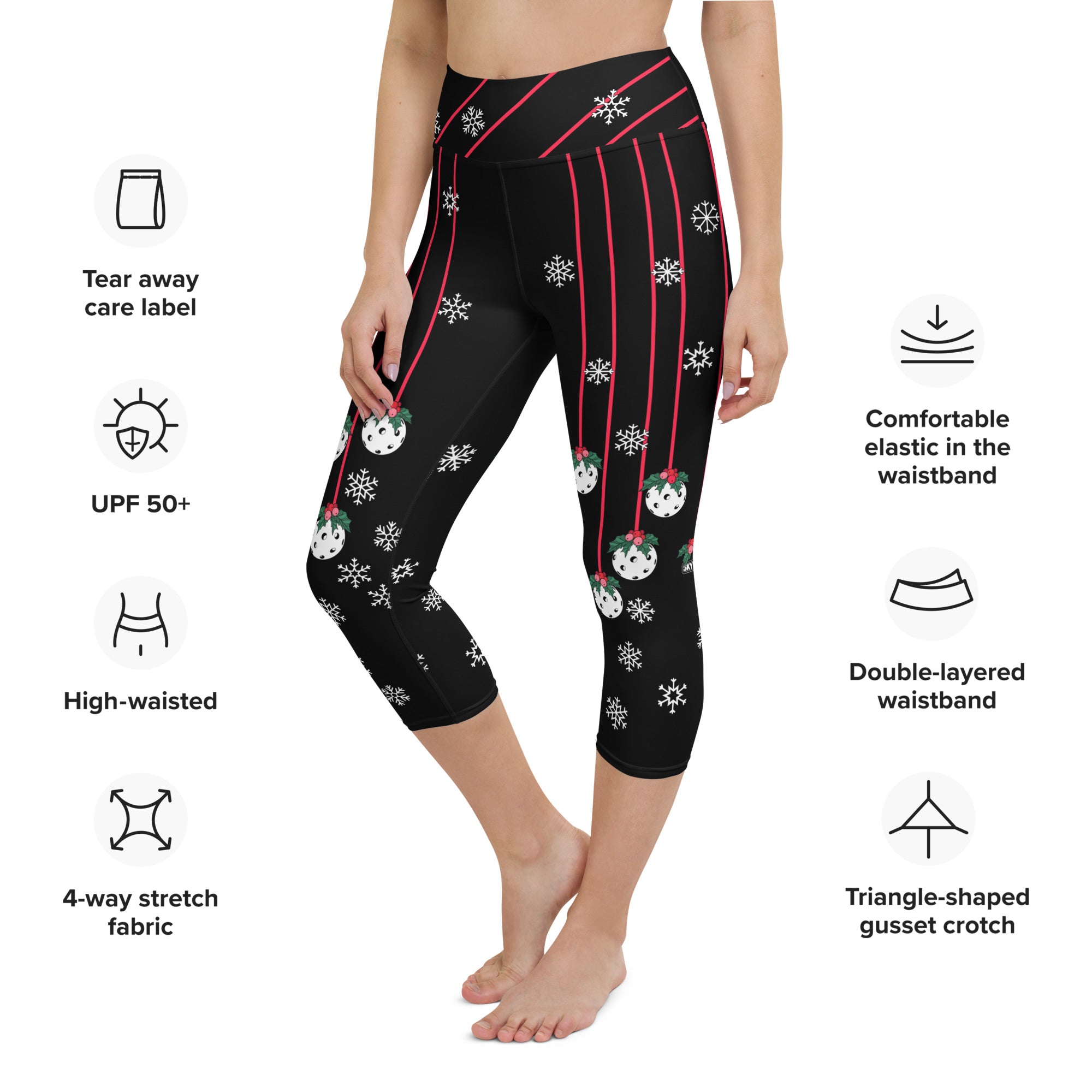 Holly Pickleball© High Waisted Women's Pickleball Capris, UPF 50+